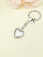 Best Christmas Gift Silver Heart Locket Pendant Keychain, Love, Keepsake Photo Frame Charm, Stainless Steel Initial Keychain, N4925