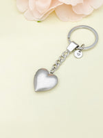 Best Christmas Gift Silver Heart Locket Pendant Keychain, Love, Keepsake Photo Frame Charm, Stainless Steel Initial Keychain, N4925