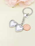 Best Christmas Gift Silver Heart Locket Pendant Keychain, Love, Keepsake Photo Frame Charm, Stainless Steel Initial Keychain, N4925