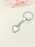 Best Christmas Gift Silver Heart Flower Locket Pendant Keychain, Love, Keepsake Photo Frame Charm, Stainless Steel Initial Keychain, N4926