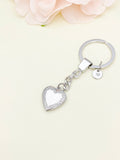 Best Christmas Gift Silver Heart Flower Locket Pendant Keychain, Love, Keepsake Photo Frame Charm, Stainless Steel Initial Keychain, N4926