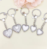 Silver Heart Locket Keychain, Stainless Steel Initial Charm
