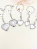 Best Christmas Gift Silver Heart Flower Locket Pendant Keychain, Love, Keepsake Photo Frame Charm, Stainless Steel Initial Keychain, N4928