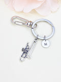 Best Christmas Gift, Silver Trumpet Keychain, Lucky Charm, School Band Gift, Personized Initial Keychain, N4933