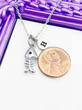 Fishbone Necklace, Best Christmas Gift, Personized Initial Jewelry, N4901