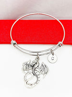 Silver Dragon Bracelet, Personized Initial Bracelet, AN53