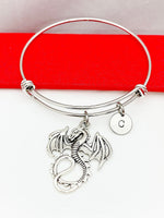 Silver Dragon Bracelet, Personized Initial Bracelet, AN53