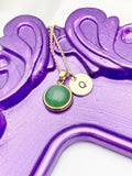 Aventurine Necklace, Natural Gemstone Aventurine Charms Necklace, Personized Initial Necklace, N4946