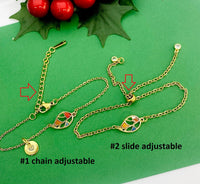Bee Bracelet, Beautiful Red Bee Charm, Bolo Bracelets option, Personized Initial Bracelet, N4971