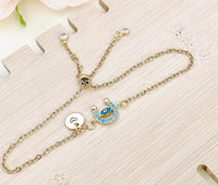 Horseshoe Evil Eye Bracelet, Luck Gift, Bolo Bracelets, Personized Initial Bracelet, N4948