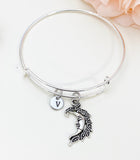 Moon Bracelet, Moon Charm, Personized Initial Bracelet, N4957