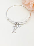 Fish Cross Bracelet, Personized Initial Bracelet, N4958