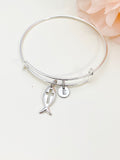 Fish Cross Bracelet, Personized Initial Bracelet, N4958