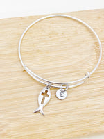 Fish Cross Bracelet, Personized Initial Bracelet, N4958