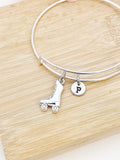Silver Skates Bracelet, Personized Initial Bracelet, N4959