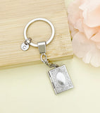 Silver Book Locket Keychain, Best Christmas Gift, Birthdays Gift, Librarian Gift, Personalized Initial Keychain, N4917