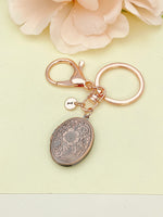 Best Christmas Gift for Mom, Grandmother, Great Grandma, Aunt, Flower Locket, Keepsake Photo Frame, Rose Gold Initial Keychain, N4920