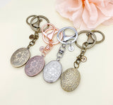 Best Christmas Gift for Mom, Grandmother, Great Grandma, Aunt, Flower Locket, Keepsake Photo Frame, Stainless Steel Initial Keychain, N4922