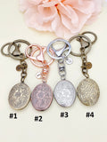 Best Christmas Gift for Mom, Grandmother, Great Grandma, Aunt, Flower Locket, Keepsake Photo Frame, Stainless Steel Initial Keychain, N4922