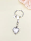 Best Christmas Gift Silver Heart Flower Locket Pendant Keychain, Love, Keepsake Photo Frame Charm, Stainless Steel Initial Keychain, N4923