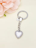 Best Christmas Gift Silver Heart Flower Locket Pendant Keychain, Love, Keepsake Photo Frame Charm, Stainless Steel Initial Keychain, N4923