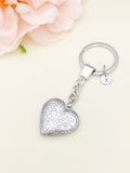 Best Christmas Gift Silver Heart Locket Pendant Keychain, Love, Keepsake Photo Frame Charm, Stainless Steel Initial Keychain, N4924
