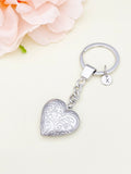 Best Christmas Gift Silver Heart Locket Pendant Keychain, Love, Keepsake Photo Frame Charm, Stainless Steel Initial Keychain, N4924