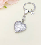 Best Christmas Gift Silver Heart Locket Pendant Keychain, Love, Keepsake Photo Frame Charm, Stainless Steel Initial Keychain, N4924