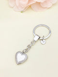 Best Christmas Gift Silver Heart Flower Locket Pendant Keychain, Love, Keepsake Photo Frame Charm, Stainless Steel Initial Keychain, N4926