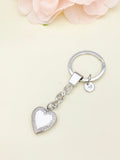 Best Christmas Gift Silver Heart Flower Locket Pendant Keychain, Love, Keepsake Photo Frame Charm, Stainless Steel Initial Keychain, N4926
