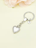 Best Christmas Gift Silver Heart Flower Locket Pendant Keychain, Love, Keepsake Photo Frame Charm, Stainless Steel Initial Keychain, N4926