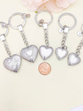 Best Christmas Gift Silver Heart Flower Locket Pendant Keychain, Love, Keepsake Photo Frame Charm, Stainless Steel Initial Keychain, N4928