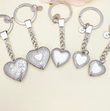 Silver Heart Locket Keychain, Stainless Steel Initial Charm