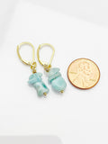 Gold Larimar Earrings, Natural Gemstone Jewelry N3971