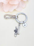 Best Christmas Gift, Silver Trumpet Keychain, Lucky Charm, School Band Gift, Personized Initial Keychain, N4933