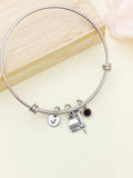 Phlebotomists Bracelet Gift, Silver Medical Blood Bottle Syringe Charm, Phlebotomy, Personized Initial Bracelet, N4953