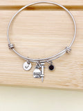 Phlebotomists Bracelet Gift, Silver Medical Blood Bottle Syringe Charm, Phlebotomy, Personized Initial Bracelet, N4953