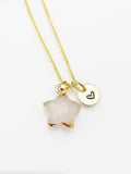 Quartz Crystal Star Necklace, Natural Gemstone Quartz Crystal Charm, Personized Initial Necklace, N4966