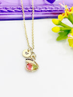 Swan Necklace, Beautiful Bird Swan Charm, Personized Initial Necklace, N4969