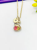 Swan Necklace, Beautiful Bird Swan Charm, Personized Initial Necklace, N4969