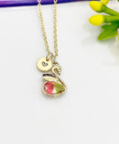 Swan Necklace, Beautiful Bird Swan Charm, Personized Initial Necklace, N4969