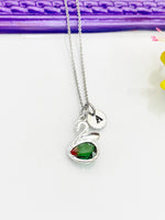 Silver Swan Necklace, Beautiful Bird Swan Charm, Personized Initial Necklace, N4970