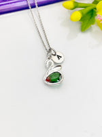 Silver Swan Necklace, Beautiful Bird Swan Charm, Personized Initial Necklace, N4970