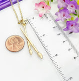 Gold Artist Paintbrush Charm Necklace, Personized Initial Necklace, N4980