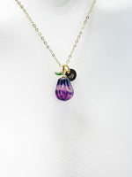 Gold Pear Necklace, Natural Gemstone Fluorite Fruit Charm, Personized Initial Necklace, N4986