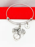 Silver Dragon Bracelet, Personized Initial Bracelet, AN53