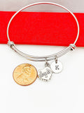 Cookie Bracelet, Silver Cookie Charm Bangle, Personized Initial Bracelet, N4940