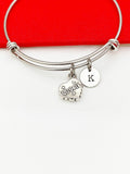 Cookie Bracelet, Silver Cookie Charm Bangle, Personized Initial Bracelet, N4940