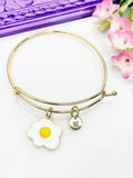 Egg Bracelet, Gold Star Egg Charm Bangle, Personized Initial Bracelet, N4942