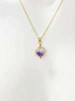 Amethyst Necklace, Gold Amethyst Necklace, Natural Gemstone Amethyst, N4989